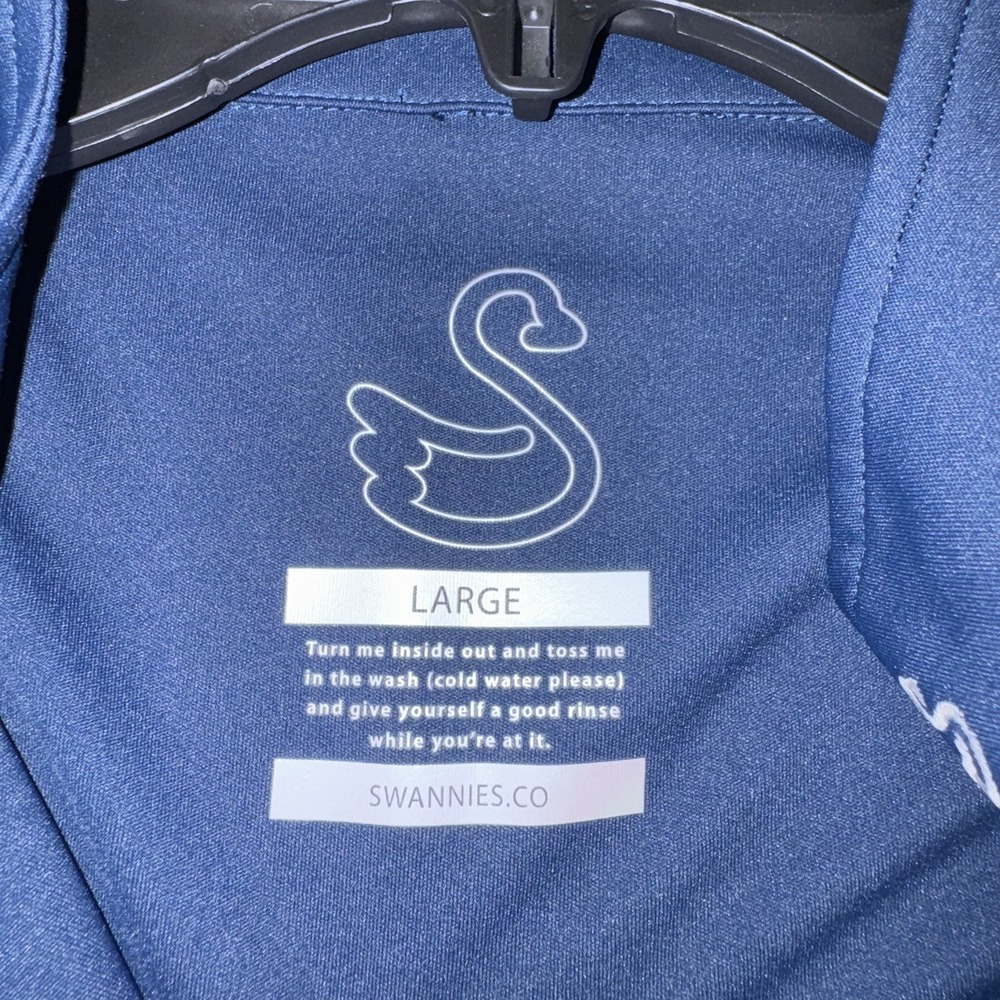 Men's Large Swannies Quarter Zip Performance Golf Pullover Navy HR Country Club - Picture 4 of 6